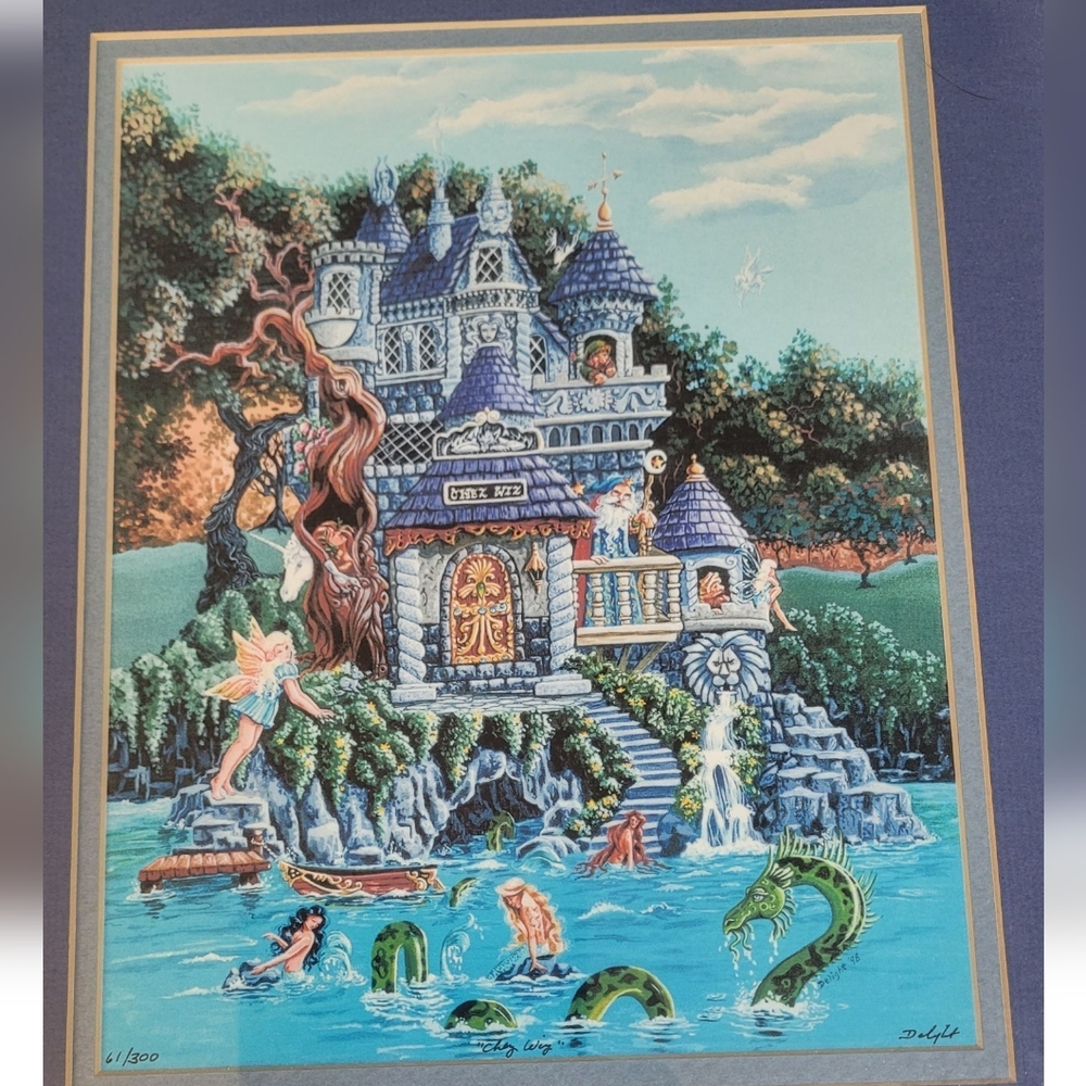 Framed Limited Edition Print Chez Wiz Delight Prescott Fantasy Art Mermaid Fairy